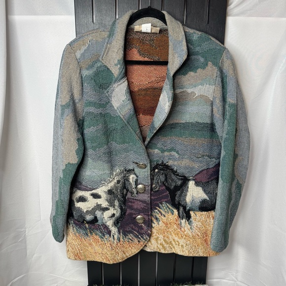 Vintage Painted Pony Tapestry Blazer - Picture 1 of 12